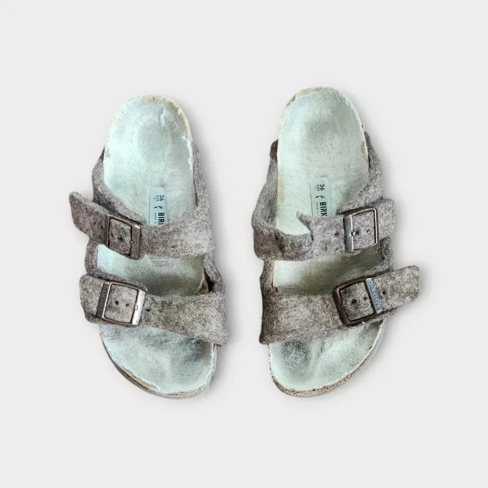 Birkenstock 230 Womens Happy Lamb Sandals Size 36 Wool Felt Hippie
